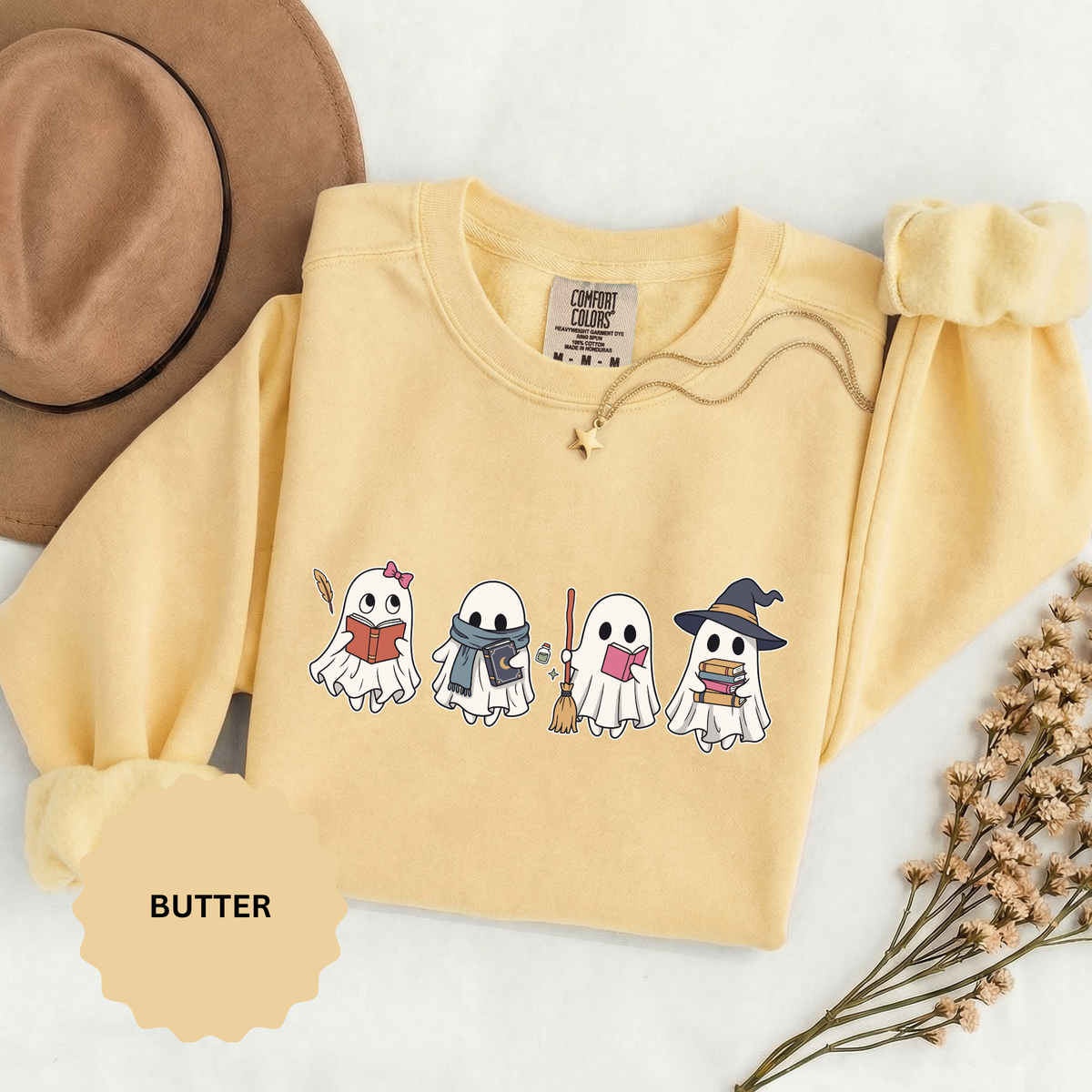Bookish Ghost Sweatshirt, Cute Halloween Reading Crewneck, Spooky Book Lover Gift for Teacher, Librarian Fall Outfit, Cozy Reader Shirt