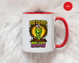 Zombie Coffee Mug, Wake Up and Smell the Coffee Black Accent Cup, Unique Funny Rise and Grind Gift for Horror Fan, Barista or Coworker