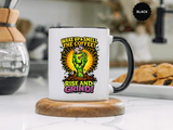 Zombie Coffee Mug, Wake Up and Smell the Coffee Black Accent Cup, Unique Funny Rise and Grind Gift for Horror Fan, Barista or Coworker