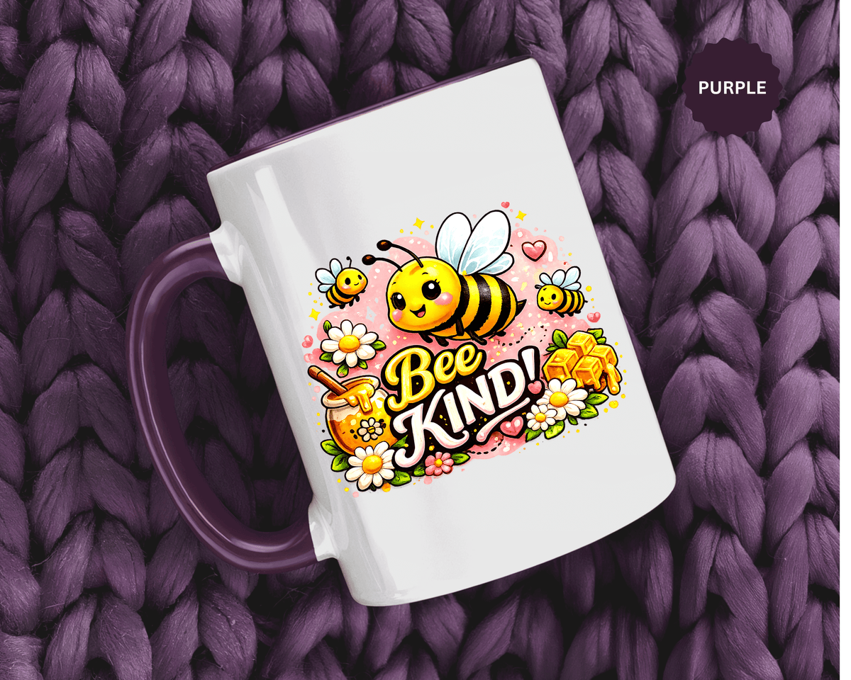 Bee Kind Coffee Mug, Cute Bumblebee Floral Black Accent Cup, Sweet Positive Kindness Gift for Bee Lover, Teacher, Friend or Gardener