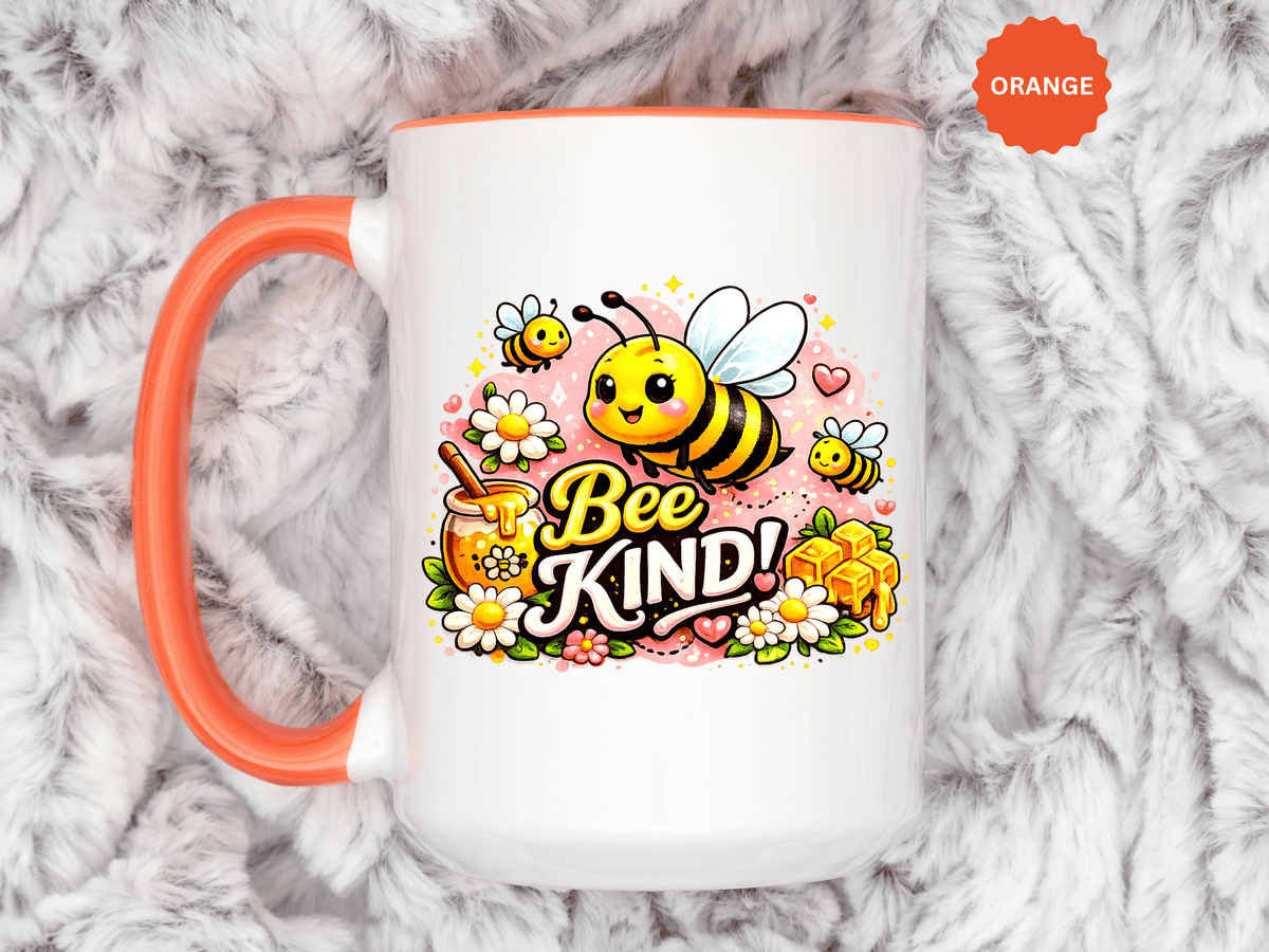 Bee Kind Coffee Mug, Cute Bumblebee Floral Black Accent Cup, Sweet Positive Kindness Gift for Bee Lover, Teacher, Friend or Gardener