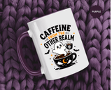 Halloween Ghost Coffee Mug, Caffeine From the Other Realm Black Accent Cup, Funny Spooky Gift for Coffee Lover, Barista or Coworker