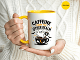 Halloween Ghost Coffee Mug, Caffeine From the Other Realm Black Accent Cup, Funny Spooky Gift for Coffee Lover, Barista or Coworker