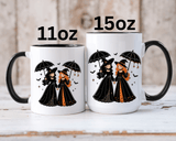 Witch Best Friends Mug, Gothic Halloween Black Accent Coffee Cup, Cute Matching Costume Gift for Bestie, Sister, Girlfriend or Partner