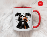 Witch Best Friends Mug, Gothic Halloween Black Accent Coffee Cup, Cute Matching Costume Gift for Bestie, Sister, Girlfriend or Partner