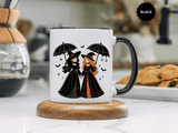 Witch Best Friends Mug, Gothic Halloween Black Accent Coffee Cup, Cute Matching Costume Gift for Bestie, Sister, Girlfriend or Partner