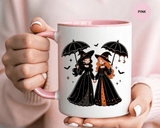 Witch Best Friends Mug, Gothic Halloween Black Accent Coffee Cup, Cute Matching Costume Gift for Bestie, Sister, Girlfriend or Partner