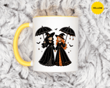 Witch Best Friends Mug, Gothic Halloween Black Accent Coffee Cup, Cute Matching Costume Gift for Bestie, Sister, Girlfriend or Partner