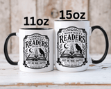 Midnight Readers Society Mug, Gothic Raven Book Black Accent Coffee Cup, Dark Academia Gift for Book Lover, Librarian or Night Reader