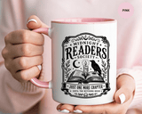Midnight Readers Society Mug, Gothic Raven Book Black Accent Coffee Cup, Dark Academia Gift for Book Lover, Librarian or Night Reader