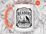 Midnight Readers Society Mug, Gothic Raven Book Black Accent Coffee Cup, Dark Academia Gift for Book Lover, Librarian or Night Reader