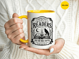 Midnight Readers Society Mug, Gothic Raven Book Black Accent Coffee Cup, Dark Academia Gift for Book Lover, Librarian or Night Reader