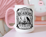 Midnight Readers Society Mug, Gothic Raven Book Black Accent Coffee Cup, Dark Academia Gift for Book Lover, Librarian or Night Reader