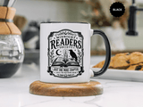 Midnight Readers Society Mug, Gothic Raven Book Black Accent Coffee Cup, Dark Academia Gift for Book Lover, Librarian or Night Reader