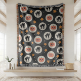 Halloween Cat Woven Blanket, Black Cat Pumpkin Throw Blanket, Cute Spooky Fall Decor, Cozy Autumn Gift, Witchy Home