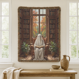 Ghost Reading Woven Blanket, Spooky Library Throw Blanket, Gothic Book Lover Gift, Cozy Halloween Home Decor, Fall Cozy