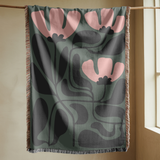 Abstract Floral Woven Blanket, Modern Botanical Throw Blanket, Mid Century Modern Home Decor, Boho Living Room Gift, Cozy Throw