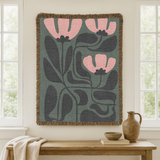 Abstract Floral Woven Blanket, Modern Botanical Throw Blanket, Mid Century Modern Home Decor, Boho Living Room Gift, Cozy Throw