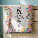 Personalized Love Quote Woven Blanket, Custom Couple Throw Blanket, Romantic Anniversary Gift, Floral Keepsake, Valentine's Gift