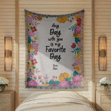 Personalized Love Quote Woven Blanket, Custom Couple Throw Blanket, Romantic Anniversary Gift, Floral Keepsake, Valentine's Gift