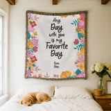 Personalized Love Quote Woven Blanket, Custom Couple Throw Blanket, Romantic Anniversary Gift, Floral Keepsake, Valentine's Gift