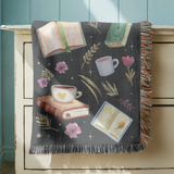 Personalized Reading Woven Blanket, Custom Book Lover Throw Blanket, Cozy Library Decor, Reader Gift, Bookish Coffee Blanket