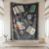 Personalized Reading Woven Blanket, Custom Book Lover Throw Blanket, Cozy Library Decor, Reader Gift, Bookish Coffee Blanket