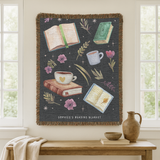 Personalized Reading Woven Blanket, Custom Book Lover Throw Blanket, Cozy Library Decor, Reader Gift, Bookish Coffee Blanket