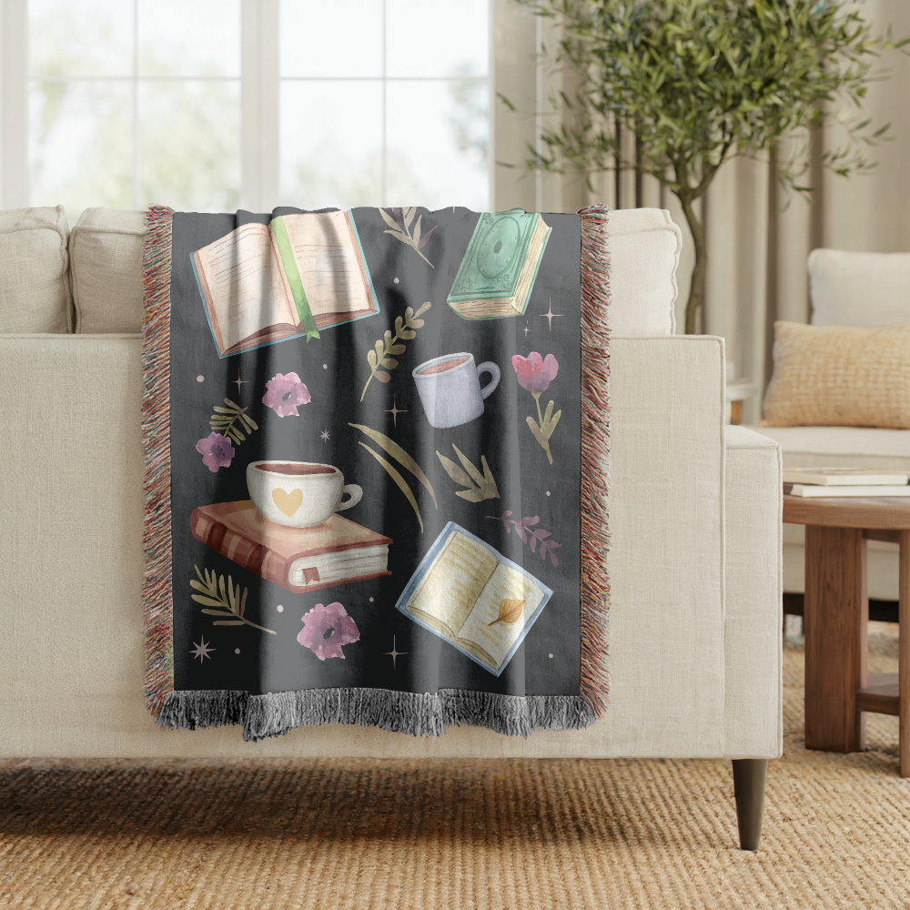 Personalized Reading Woven Blanket, Custom Book Lover Throw Blanket, Cozy Library Decor, Reader Gift, Bookish Coffee Blanket