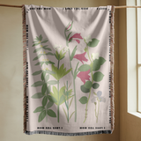 Personalized Botanical Woven Blanket for Mom, Custom Wildflower Throw Blanket, Mother's Day Gift, Floral Keepsake, I Love You Mom