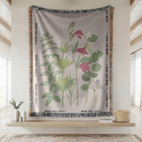 Personalized Botanical Woven Blanket for Mom, Custom Wildflower Throw Blanket, Mother's Day Gift, Floral Keepsake, I Love You Mom
