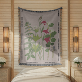 Personalized Botanical Woven Blanket for Mom, Custom Wildflower Throw Blanket, Mother's Day Gift, Floral Keepsake, I Love You Mom