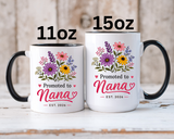 Promoted to Nana Mug, New Grandma Pregnancy Announcement Gift, Floral First Time Grandmother Coffee Cup, Baby Reveal Keepsake 2026
