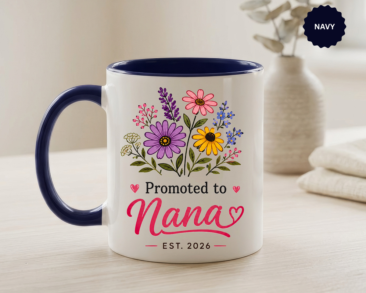 Promoted to Nana Mug, New Grandma Pregnancy Announcement Gift, Floral First Time Grandmother Coffee Cup, Baby Reveal Keepsake 2026