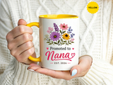 Promoted to Nana Mug, New Grandma Pregnancy Announcement Gift, Floral First Time Grandmother Coffee Cup, Baby Reveal Keepsake 2026
