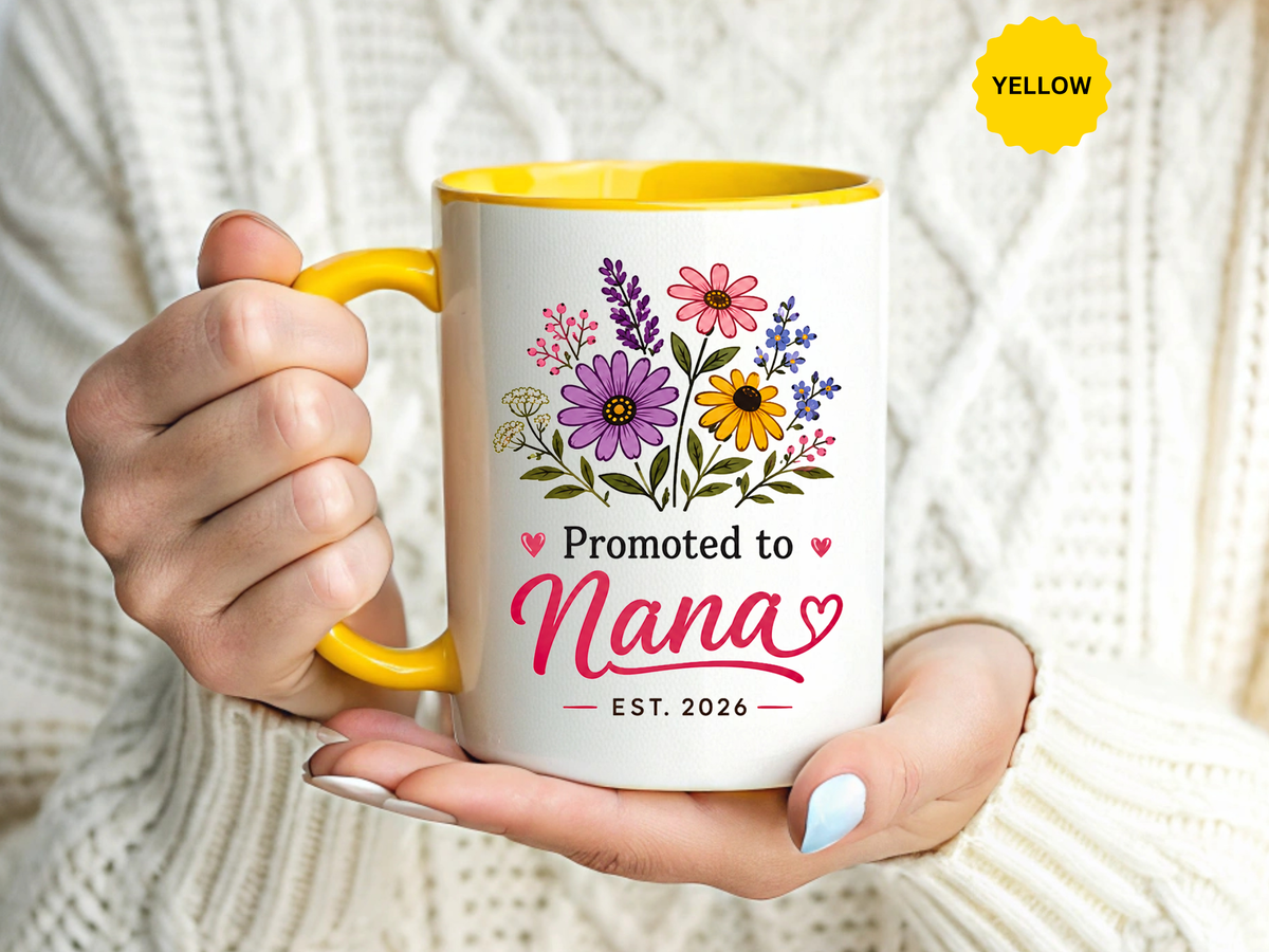 Promoted to Nana Mug, New Grandma Pregnancy Announcement Gift, Floral First Time Grandmother Coffee Cup, Baby Reveal Keepsake 2026