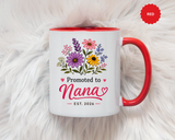 Promoted to Nana Mug, New Grandma Pregnancy Announcement Gift, Floral First Time Grandmother Coffee Cup, Baby Reveal Keepsake 2026