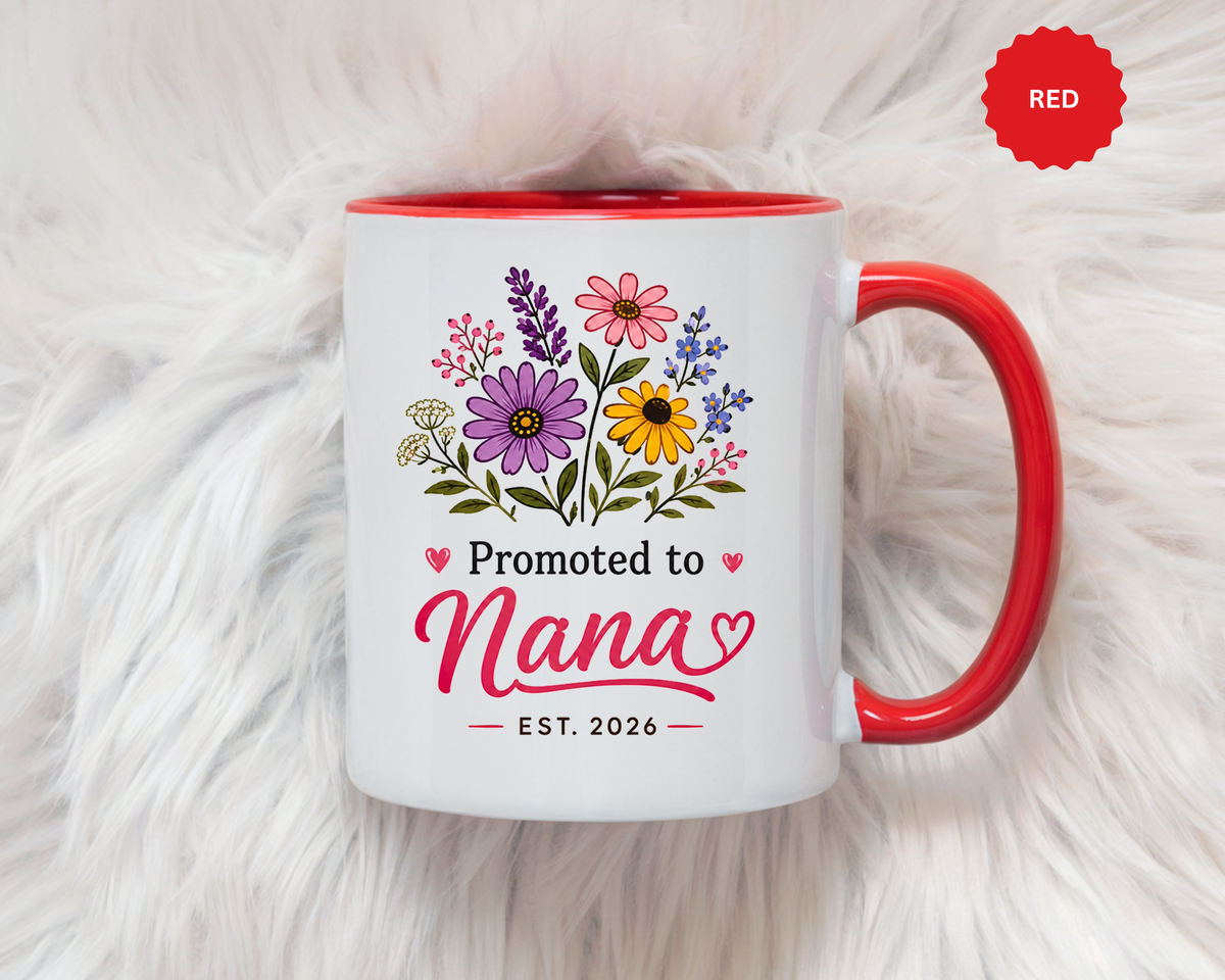 Promoted to Nana Mug, New Grandma Pregnancy Announcement Gift, Floral First Time Grandmother Coffee Cup, Baby Reveal Keepsake 2026