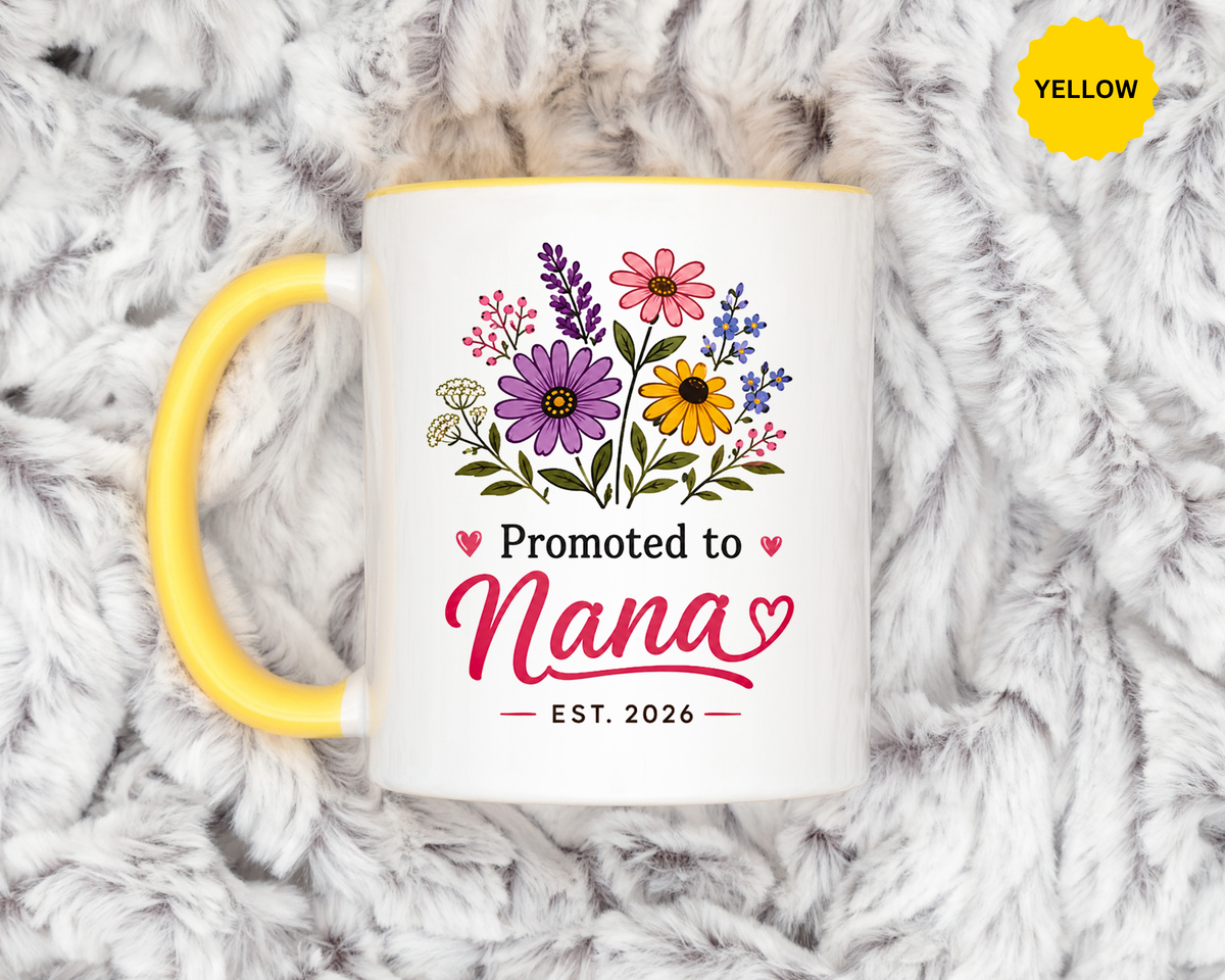 Promoted to Nana Mug, New Grandma Pregnancy Announcement Gift, Floral First Time Grandmother Coffee Cup, Baby Reveal Keepsake 2026