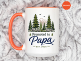Promoted to Papa Mug, New Grandpa Pregnancy Announcement Gift, Woodland First Time Grandfather Coffee Cup, Baby Reveal Keepsake 2026