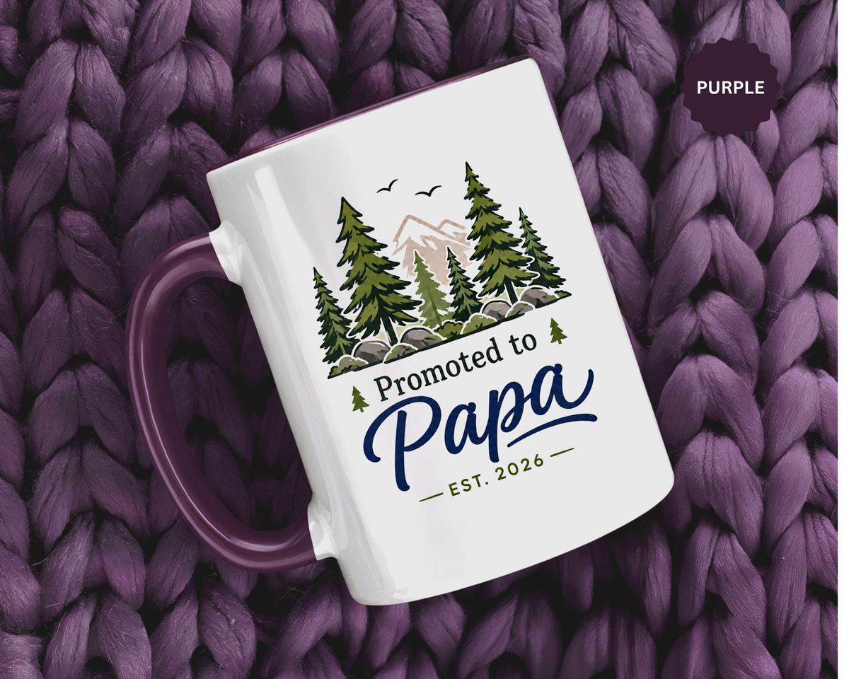 Promoted to Papa Mug, New Grandpa Pregnancy Announcement Gift, Woodland First Time Grandfather Coffee Cup, Baby Reveal Keepsake 2026