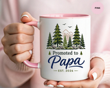 Promoted to Papa Mug, New Grandpa Pregnancy Announcement Gift, Woodland First Time Grandfather Coffee Cup, Baby Reveal Keepsake 2026