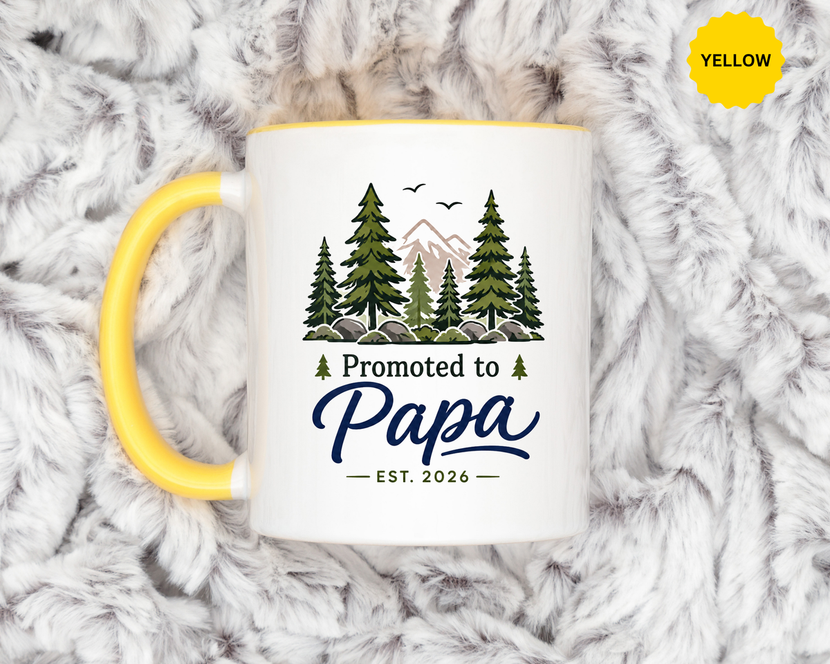 Promoted to Papa Mug, New Grandpa Pregnancy Announcement Gift, Woodland First Time Grandfather Coffee Cup, Baby Reveal Keepsake 2026