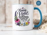 Nana Violet Wildflower Mug, Floral Grandmother Coffee Cup, Sentimental Gift from Grandchild, Birthday or Mothers Day Present