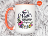 Nana Violet Wildflower Mug, Floral Grandmother Coffee Cup, Sentimental Gift from Grandchild, Birthday or Mothers Day Present