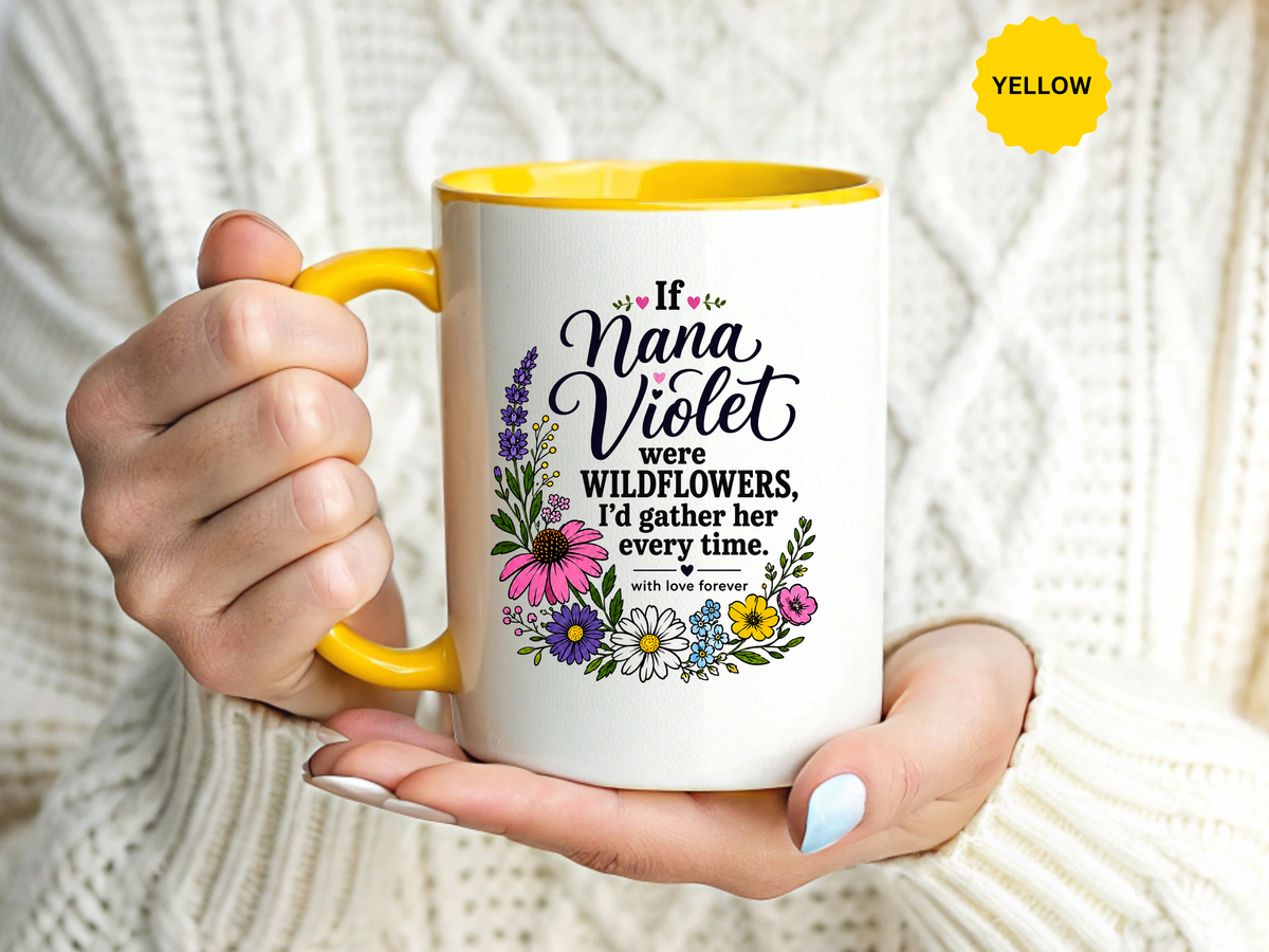 Nana Violet Wildflower Mug, Floral Grandmother Coffee Cup, Sentimental Gift from Grandchild, Birthday or Mothers Day Present
