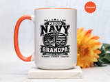 Proud Navy Grandpa Mug, US Navy Veteran Coffee Cup, Patriotic Military Grandfather Gift, Anchor of the Family Birthday Present