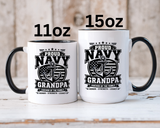 Proud Navy Grandpa Mug, US Navy Veteran Coffee Cup, Patriotic Military Grandfather Gift, Anchor of the Family Birthday Present