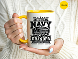 Proud Navy Grandpa Mug, US Navy Veteran Coffee Cup, Patriotic Military Grandfather Gift, Anchor of the Family Birthday Present