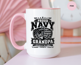 Proud Navy Grandpa Mug, US Navy Veteran Coffee Cup, Patriotic Military Grandfather Gift, Anchor of the Family Birthday Present